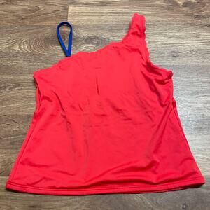 Lands End Girls Solid Red Blue Scalloped Tankini Swim Top Size 16
